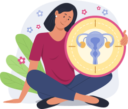Woman with uterus symbol